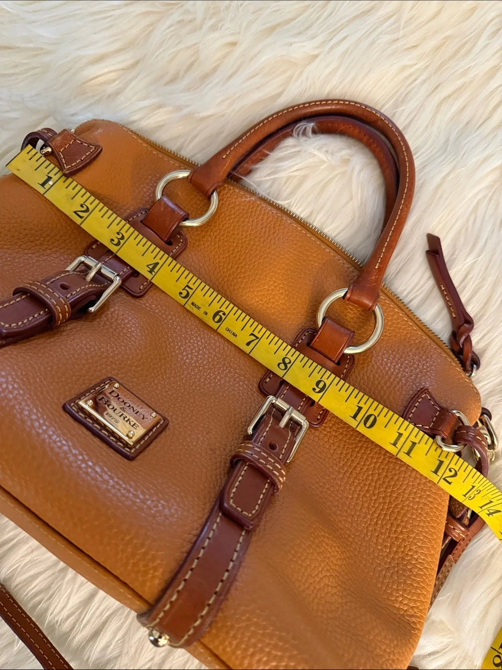 Dooney & Bourke Two-Tone Orange Pebbled Leather Satchel